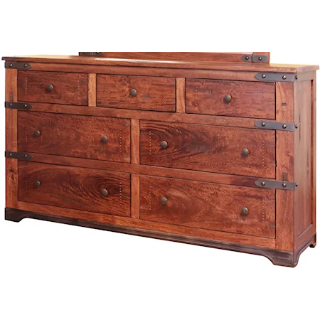 7 Drawer Dresser with Wrought Iron Base